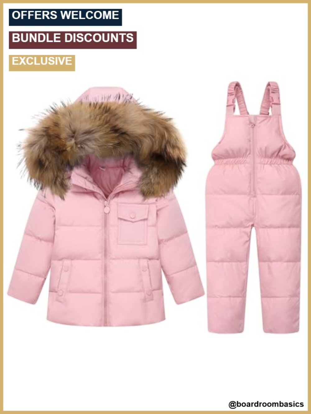 Kids 2 Piece Down Snowsuit Set Puffer Jacket & Snow Bib Pants Ski Suit